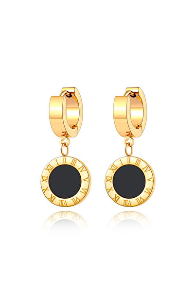 Choice E18114G-Black أقراط جي مانجو دائرية من الفولاذ التيتانيوم، مزينة بأرقا...