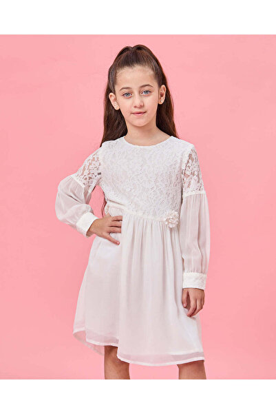 REDTAG Girls White Lace Dress