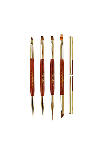 Choice G-B00378 1/4 قطعة فرشاة أظافر ذهبية مزدوجة الرأس، فرشاة رسم، فرشاة تحد...