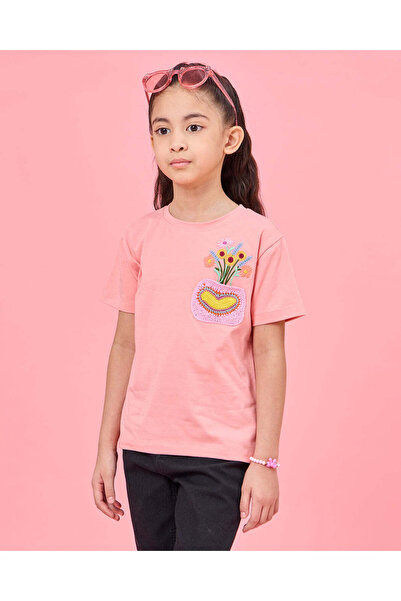 REDTAG Girls Pink Printed T-Shirt