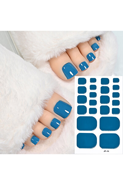 Choice NL-JF-14 1Sheet=22Tips Glossy Red Toe Nail Stickers Full Cover Solid C...