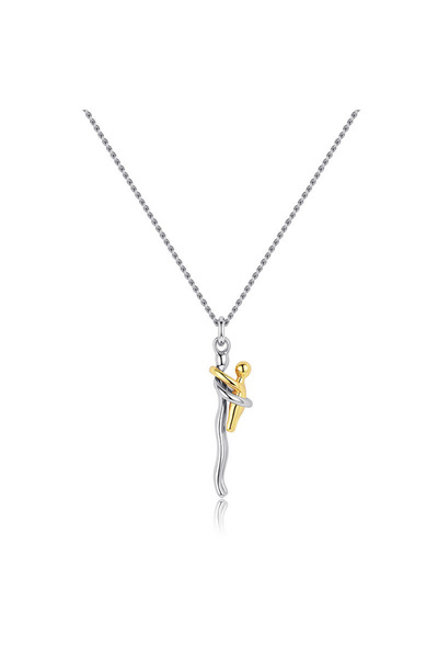 Choice قلادة موزي-سيلفر جولد 2025 ثنائية اللون بتصميم عناق، مصنوعة من الفولاذ...
