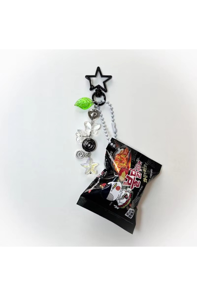 Miniso black Funny Buldak Ramen Keychains Handmade Aesthetic Charm Handmade B...