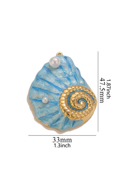 Choice C 1pc Large Conch Starfish Shell Enamel Artificial Pearl Golden Plated Charms Jewelry Making Materi.