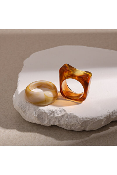 Choice Style4 2 Pcs Square Round Irregular Smuding Acrylic Rings for Women Ge...