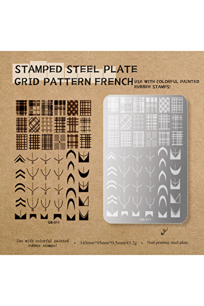 Choice Grid Pattern French Nail Stamping Plate Plants French Geometry Pattern Stamp Template Nail Image Pla