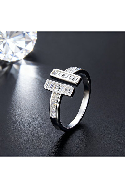 Choice خاتم فضي فاخر على الطراز الأوروبي الأمريكي، معدني مزدوج على شكل حرف T،...