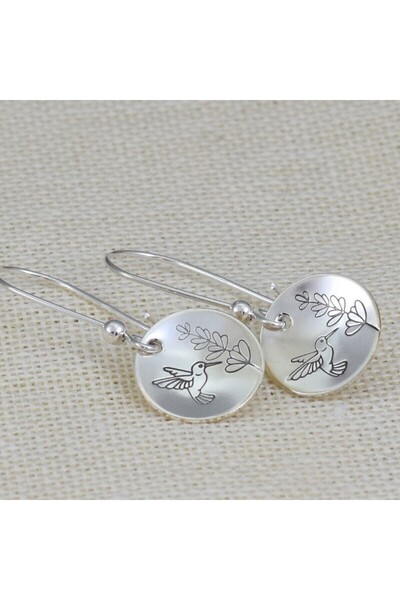 Choice WD1075 Vintage Silver Color Carved Hummingbird Pendant Earrings Fashio...