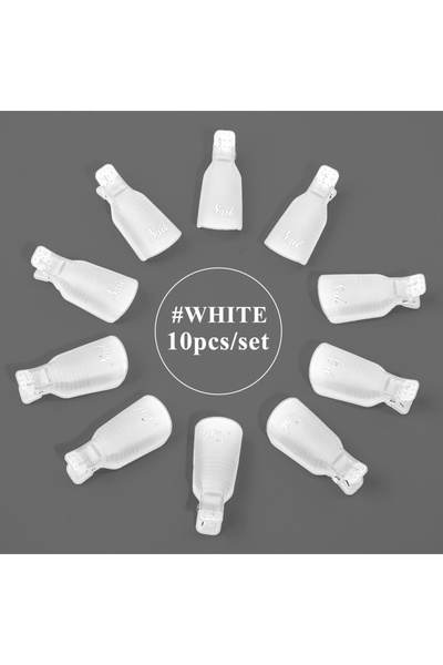 Choice WHITE 10pcs Nail Art Soak Off Cap Clip for Nails UV Gel Polish Remover Wraps Polish Remover Clips Ma