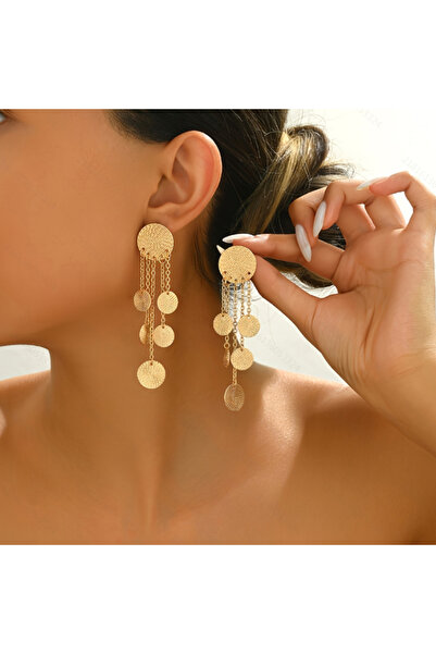 Choice أقراط WB4387-1 عصرية بتصميم سلسلة دائرية مزينة بشرابة، مناسبة لحفلات ا...