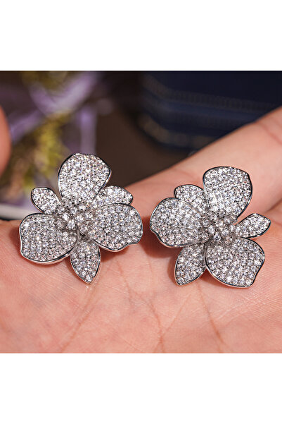 Choice أقراط أنيقة بتصميم زهرة مرصعة بأحجار الزركونيا المكعبة الوردية/البيضاء...