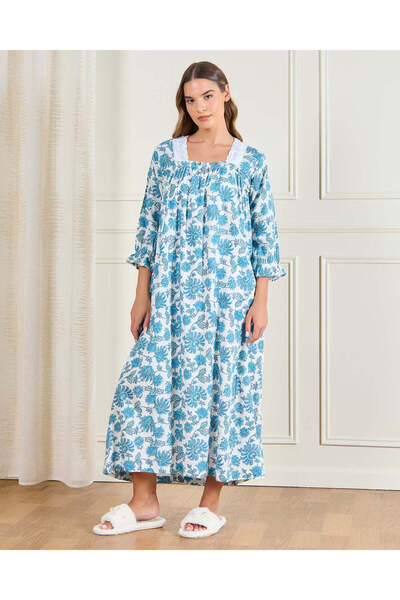 REDTAG Women Blue Printed Nightgown