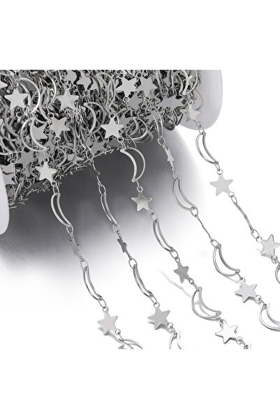 Choice Steel 1m Star Hollow Moon Shaped Link Chains Stainless Steel Handmade Chain for DIY Necklace Bracele
