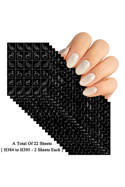 Choice ستايل ٨ (٢٢ ورقة) من ٣ إلى ٥٥ ورقة ملصقات استنسل كلاسيكية لفن الأظافر ...