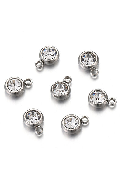 Choice Transparent 20pcs 6mm Stainless Steel Rhinestone Charms Pendants
