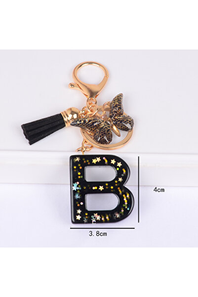 Choice B Butterfly Keyrings & Keychains Alphabets Cute Cool Star Sequins Resi...