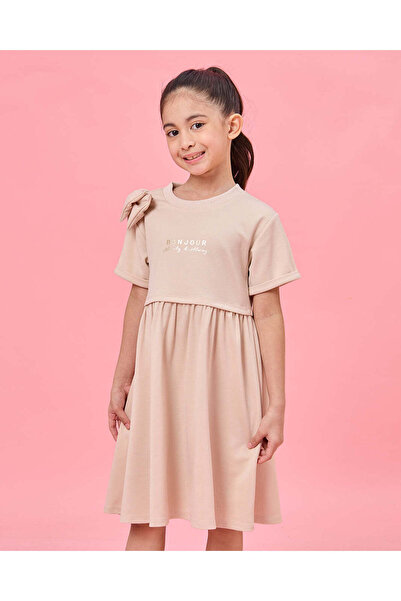 REDTAG فستان بيج مطبوع للبنات