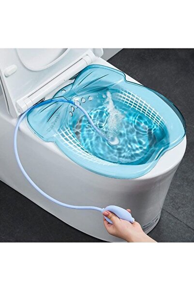 Arabest Bath for Toilet with Flushing Private Care for the Elderly Mother Blue with 5 Towels and Hooks Fits