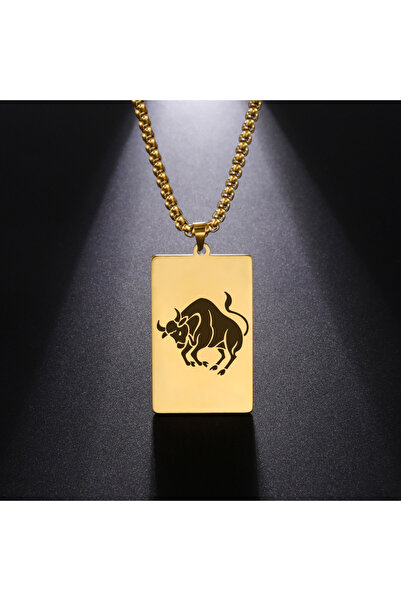 Choice قلادة برج الثور بطول 60 سم، مع سلسلة صندوقية و12 قلادة للأبراج الاثني عشر، للرجال، مستوحاة من الأبراج اليونانية القديمة.