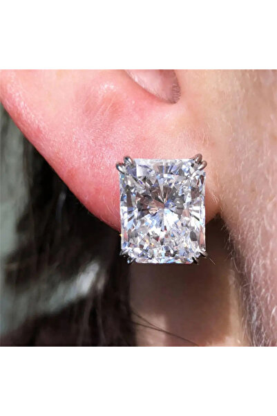 Choice E1029 Huitan Simple Rectangular Cubic Zirconia Stud Earrings for Women Temperament Accessories Weddi