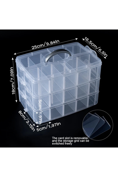 Choice 3-Layer Box Stackable Organizer Box with Dividers 3-Tier Craft Storage...