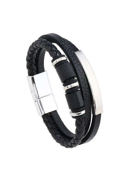 Choice 1hb Trendy Leather Bracelets Men Steel Multilayer Braided Rope Bracele...