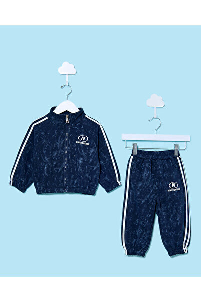 REDTAG طقم ملابس رياضية للأطفال الرضع باللون الكحلي بسحاب أمامي (قطعتان)