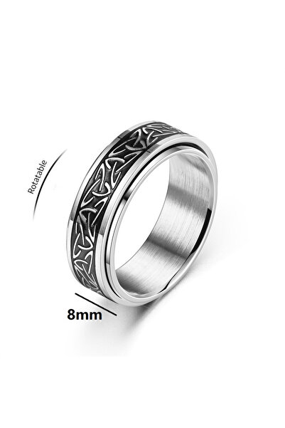 Choice خاتم رقم 9 - 1581، خاتم هيب هوب سلتيك نوت رون دوار مضاد للقلق للرجال، مصنوع من الفولاذ المقاوم للصدأ بنقوش فايكنغ.