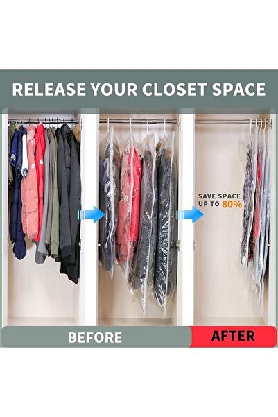 Arabest Hanging Vacuum Storage Bags Clothes Storage Bags 4 PCS Reusable Vacuum Storage Bags Can Be Used for