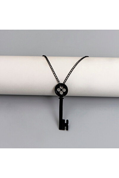 Choice 1 Movie Coraline Black Button Key Of The Secret Door Pendant Necklaces Cosplay Accessories