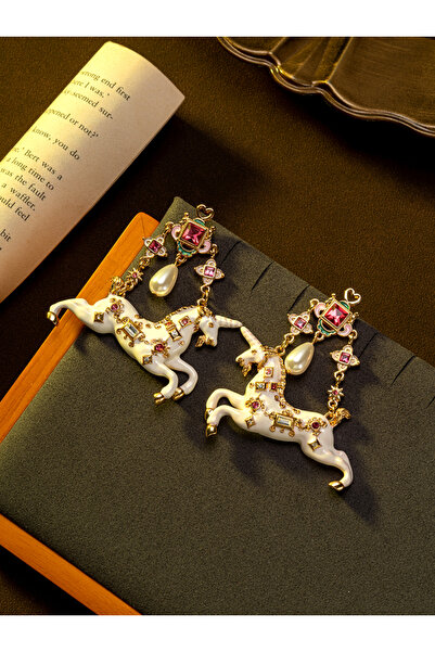 Choice pink Gold-color 1 Pair of Vintage Multi-Element Pink Geometric Rhinest...