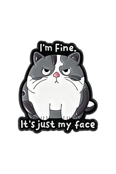 Choice QHXZ5389 أنا بخير، إنه وجهي فقط، دبابيس مينا بتصميم قطة كرتونية مضحكة،...