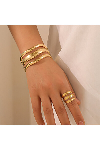 Choice StyleA-2pcs Fashion Jewelry Set Simple Three-layer Hollow Geometric Br...