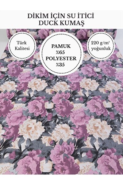 FabricMarket Desenli Su İtici Duck Kumaş | %65 Pamuk %35 Polyester | Masa Ört...