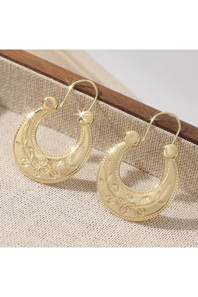 Choice T1163 Vintage Concise Hoop Earrings for Women Golden Plated Fashion Ea...