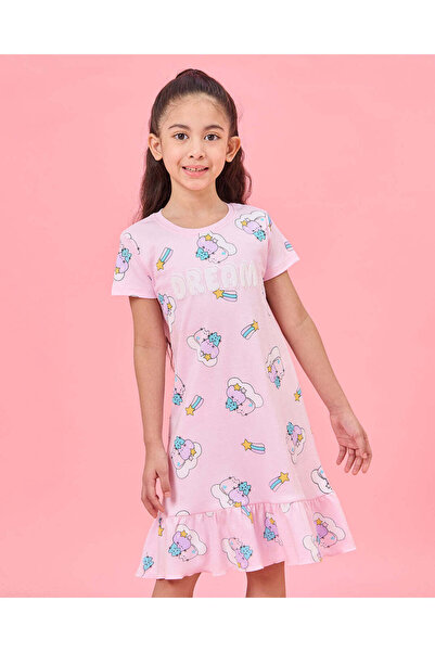 REDTAG Girls Pink Printed Nightshirt