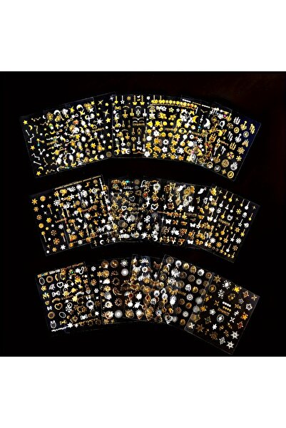 Choice shuimu jin 30 pcs 30 Sheets/set Mixed Embossed Nail Stickers, Butterfly Flowers Stars and Moon Desig