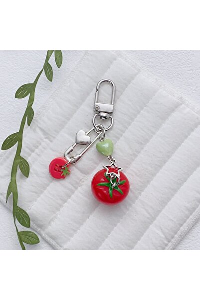Choice 2 New Tomato Leaf Charm Keychain Fashion Beaded Keyring Bag Charm Stud...