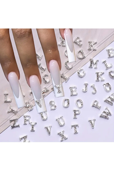 Choice TZ-359، 26 قطعة، 26 قطعة من زينة الأظافر بحروف إنجليزية مرصعة بأحجار ا...