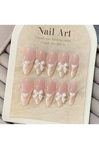 Choice مجموعة من 10 قطع من الأظافر الاصطناعية الفرنسية الفاخرة المصنوعة يدويً...