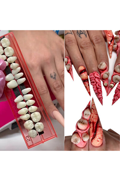 Choice type1 3D New Resin Crystal Blood Teeth Nail Charms Mixed Halloween Tee...