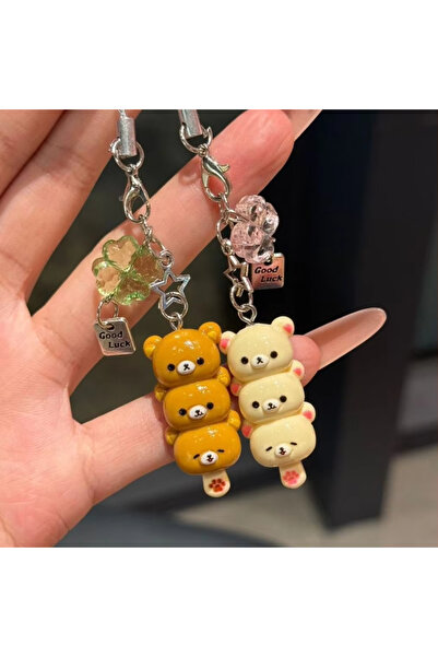 Miniso SET New Y2K Cute Bear Phone Charms Pendant Kawaii Anime Keychain Acces...