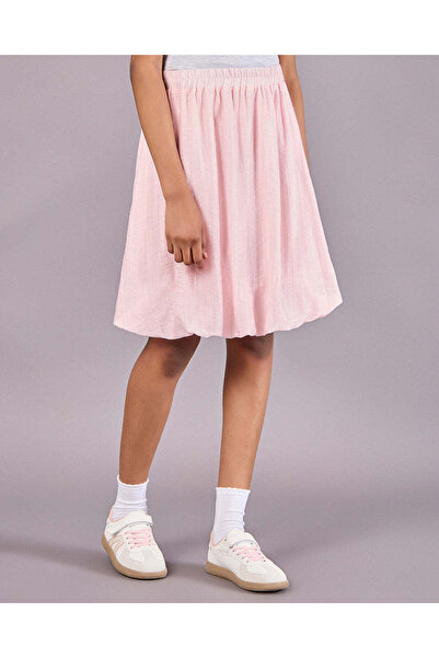 REDTAG تنورة وردية اللون بحافة منتفخة للبنات في المرحلة الثانوية