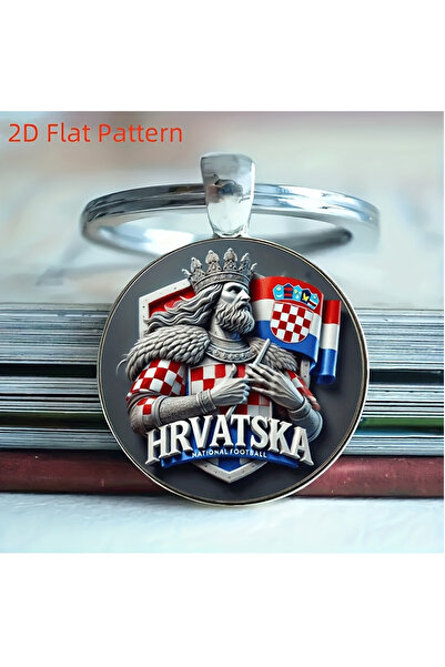 Choice 1pc Croatia Keychain: Vintage checkered shield & HRVATSKA text. Durabl...