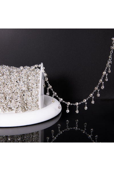 Choice 1meter Silver color-clear 1Meter Shiny Crystal Charm 4mm Beads Copper ...