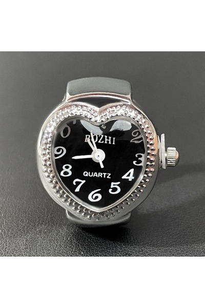 Choice black Hip Hop Vintage Rings Jewelry Clock Punk Heart Shape Roman Quart...