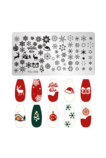 Choice FG-39 Christmas Nails Stamping Plates Snowflakes Elk New Year Letters ...