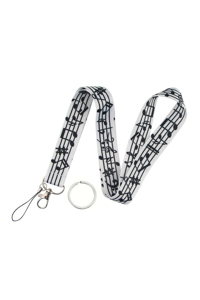 Choice Black and White Musical Notes Lanyards for Keys Neck Strap ID Card Hol...