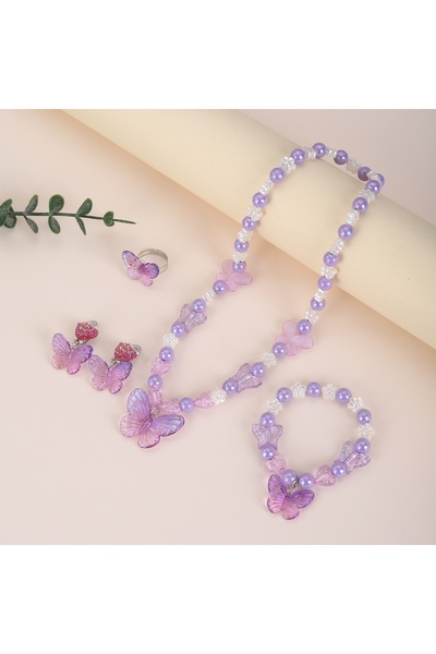 Choice Purple Children's Girl Princess Bracelet Pearl Jewelry Cartoon Butterf...