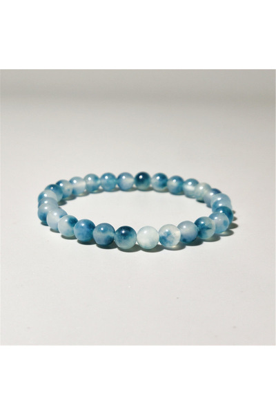 Choice 6mm 6/8/10/12mm Natural Blue Chalcedony Jasper Jade Bracelets Classic ...